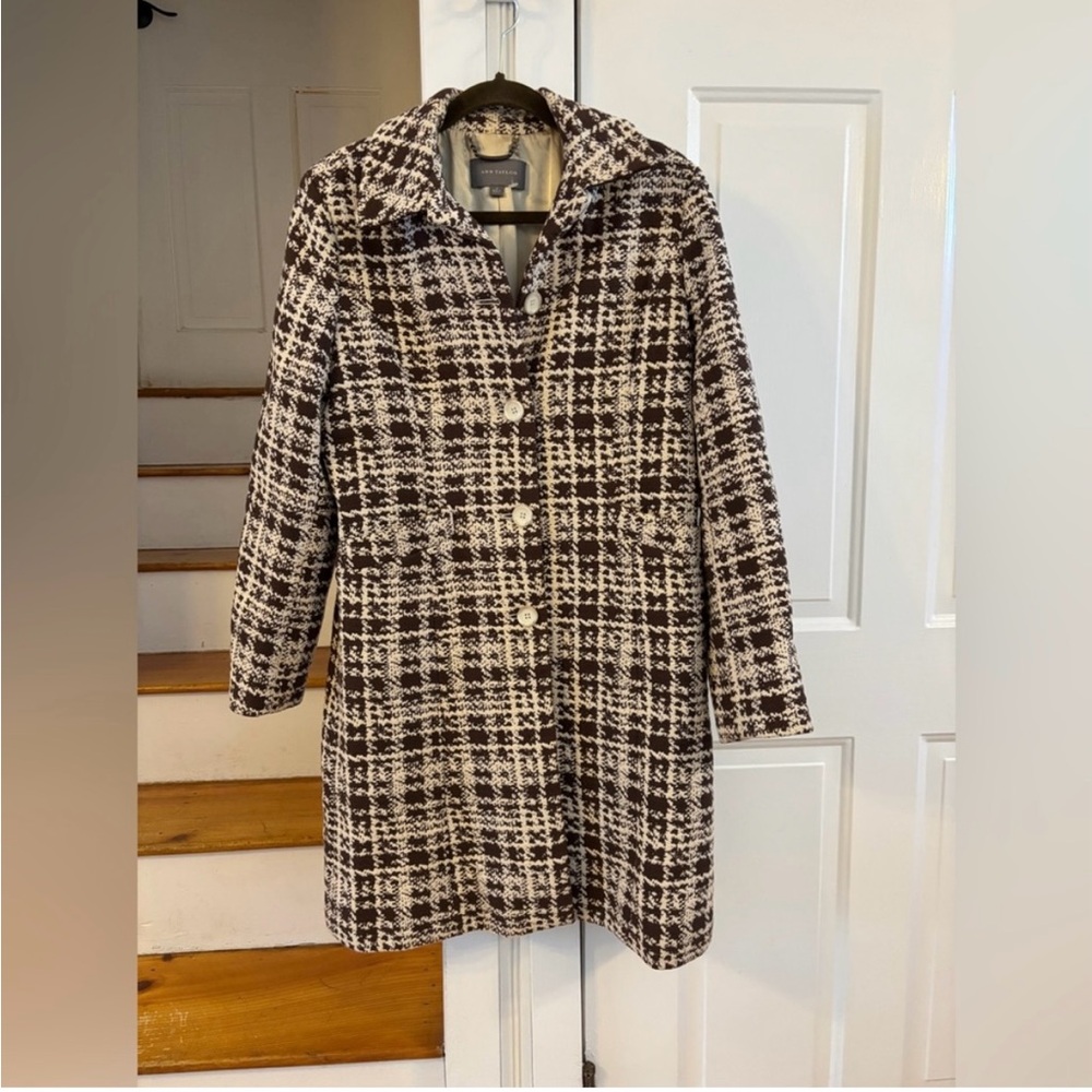 Ann Taylor Tweed Spring Coat in Brown and Cream size Med, lined, 100% Cotton - Picture 5 of 5